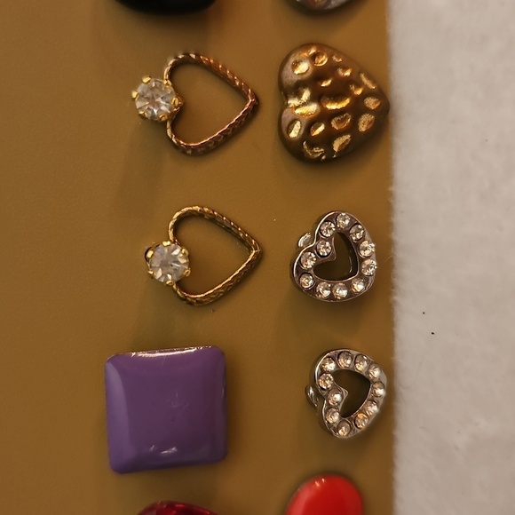 Vintage Three Pair and Six Single Heart Shapes Post Earrings - Picture 3 of 4